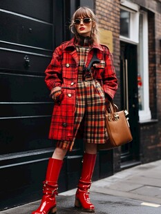 时尚达人的格纹穿搭秀