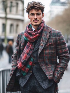 时尚型男的秋冬格纹穿搭