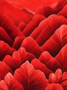 红色山峦叶韵艺术图景