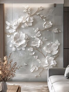立体花卉背景墙 优雅家居风