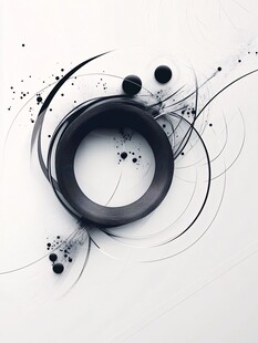黑色环形抽象艺术图案