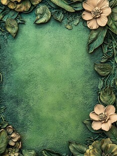 绿色花卉装饰边框背景图