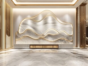 奢华山水风客厅背景墙