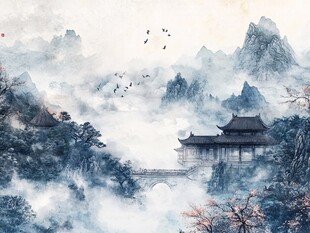水墨山水间的古典雅致之景