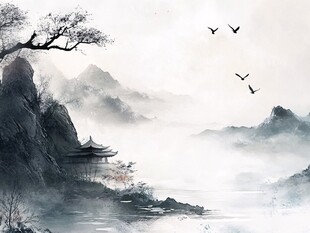 水墨山水间的静谧景致