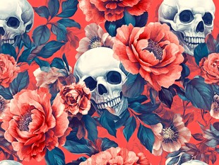 骷髅玫瑰图案 神秘又绚丽