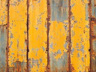 斑驳锈迹的黄色旧木板