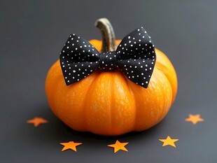 戴波点领结的可爱小南瓜