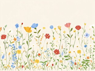 手绘缤纷野花花卉背景图