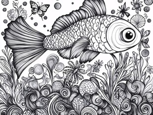 黑白金鱼的海底奇幻世界