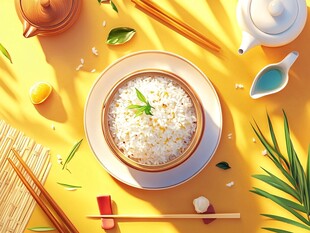 一碗香米饭的中式餐桌