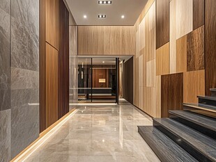 现代风豪华走廊室内景致