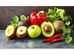 多彩新鲜蔬果组合展示