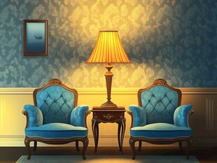 复古客厅中的温馨座椅台灯