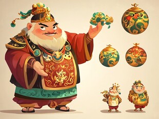 财神爷与吉祥宝物形象