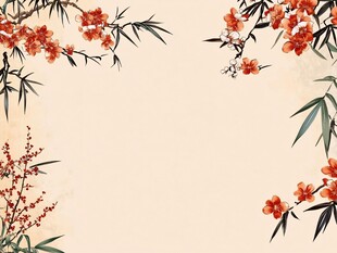 中式花卉边框古风背景图