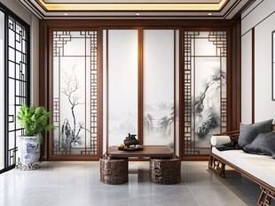 中式雅致茶室室内设计图