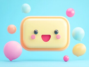 笑脸方块与彩色圆球