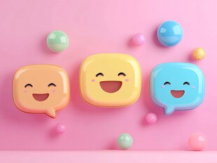 可爱笑脸气泡 粉色背景装饰