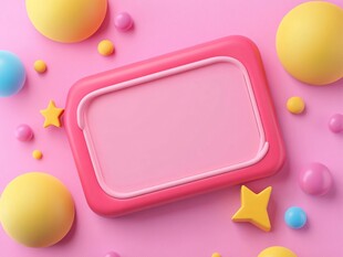 粉色背景的多彩几何元素