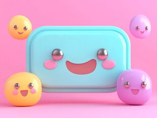 可爱笑脸容器与圆球组合