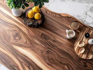 木质桌面的雅致生活场景