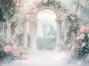 梦幻玫瑰拱门浪漫花园景