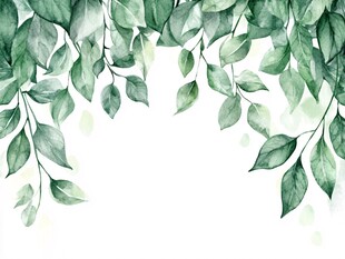水彩风绿叶装饰背景图