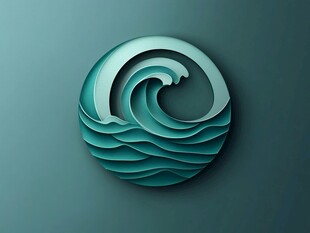 立体纸艺海浪圆形装饰图案