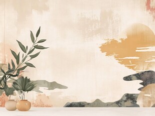 水墨风植物背景图