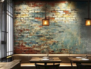 复古砖墙餐厅室内场景