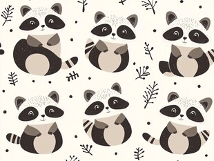 可爱浣熊图案的无缝背景
