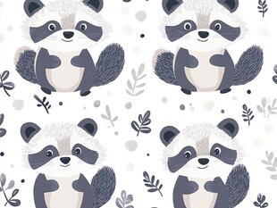 可爱浣熊图案 清新背景