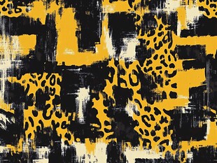 黄黑豹纹抽象涂鸦图案