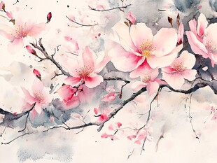 水墨樱花 淡雅烂漫之景