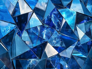 蓝色几何水晶质感背景图