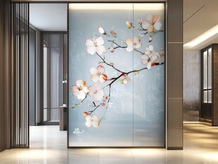 中式玉兰花玄关背景墙