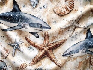 海洋生物印花布料图案