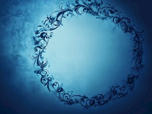 蓝色花纹圆形装饰背景图