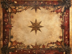 复古星芒边框装饰图案