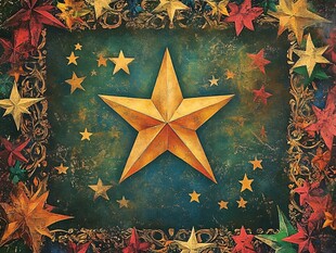金色五角星装饰背景图
