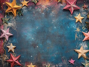 多彩星星装饰的复古背景