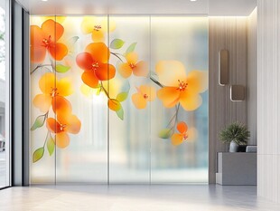 梦幻花卉玻璃隔断艺术