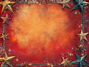 星星装饰的复古红色背景