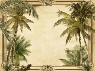 复古风棕榈树边框背景图