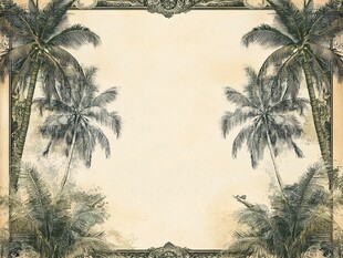复古风棕榈树边框背景图