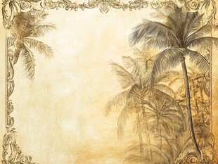 复古风棕榈树边框背景图