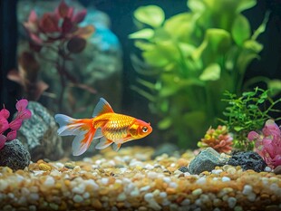 金鱼悠游于多彩水族世界