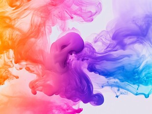 彩色墨水在水中舞动