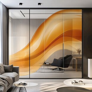 现代风客厅玻璃艺术隔断